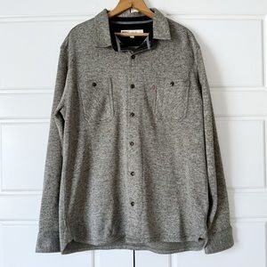 Levis Fleece Lined Button Up Shirt Mens XL Gray Black Shacket Workwear Western